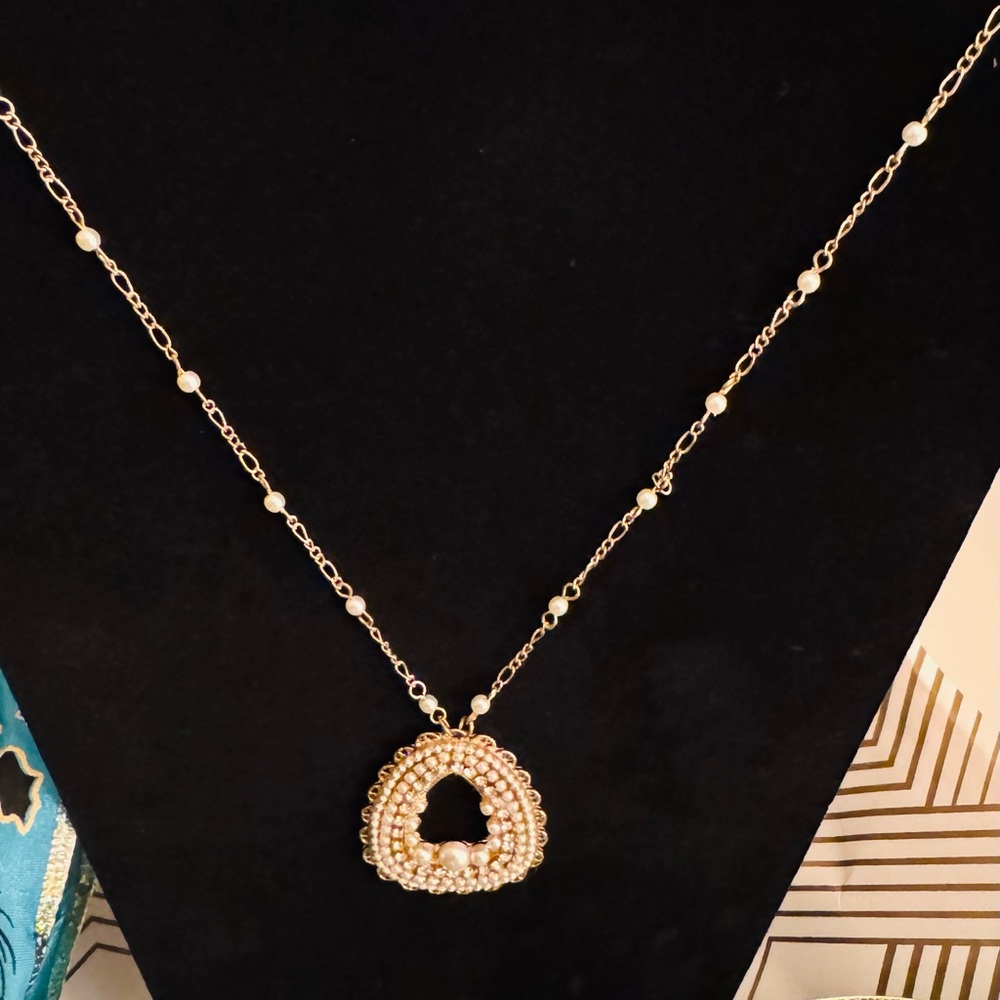 Oliver Bonas Jayla Faux Pearl Pendant Statement Necklace